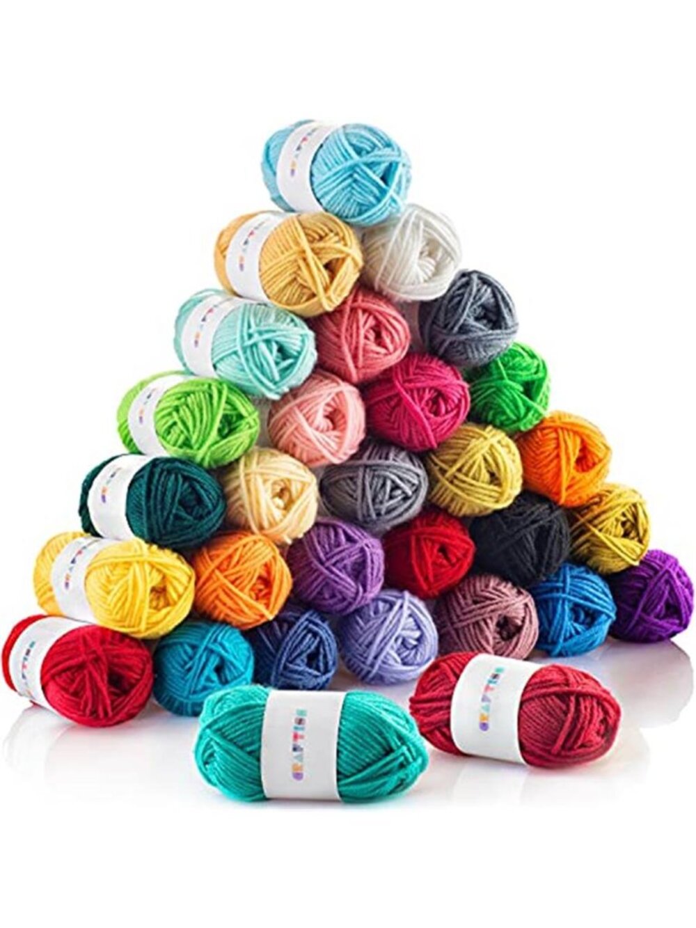 30 Mini Skeins Acrylic Yarn Multicolor Bulk Crochet Knitting Kit 1300 Yards